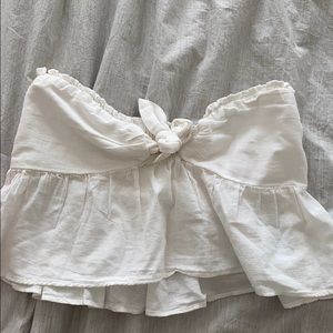 white strapless top